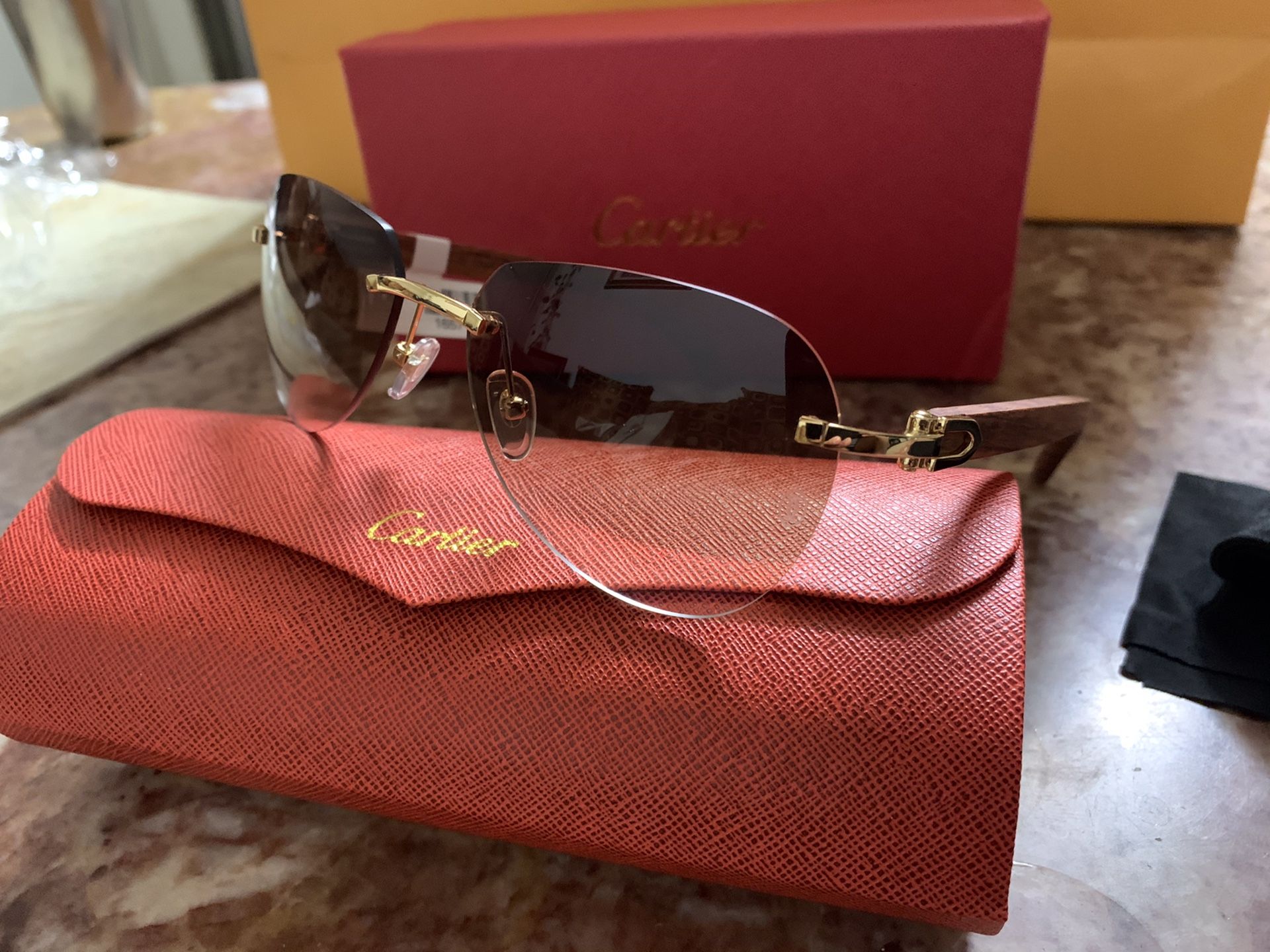 C brown wood sunglasses