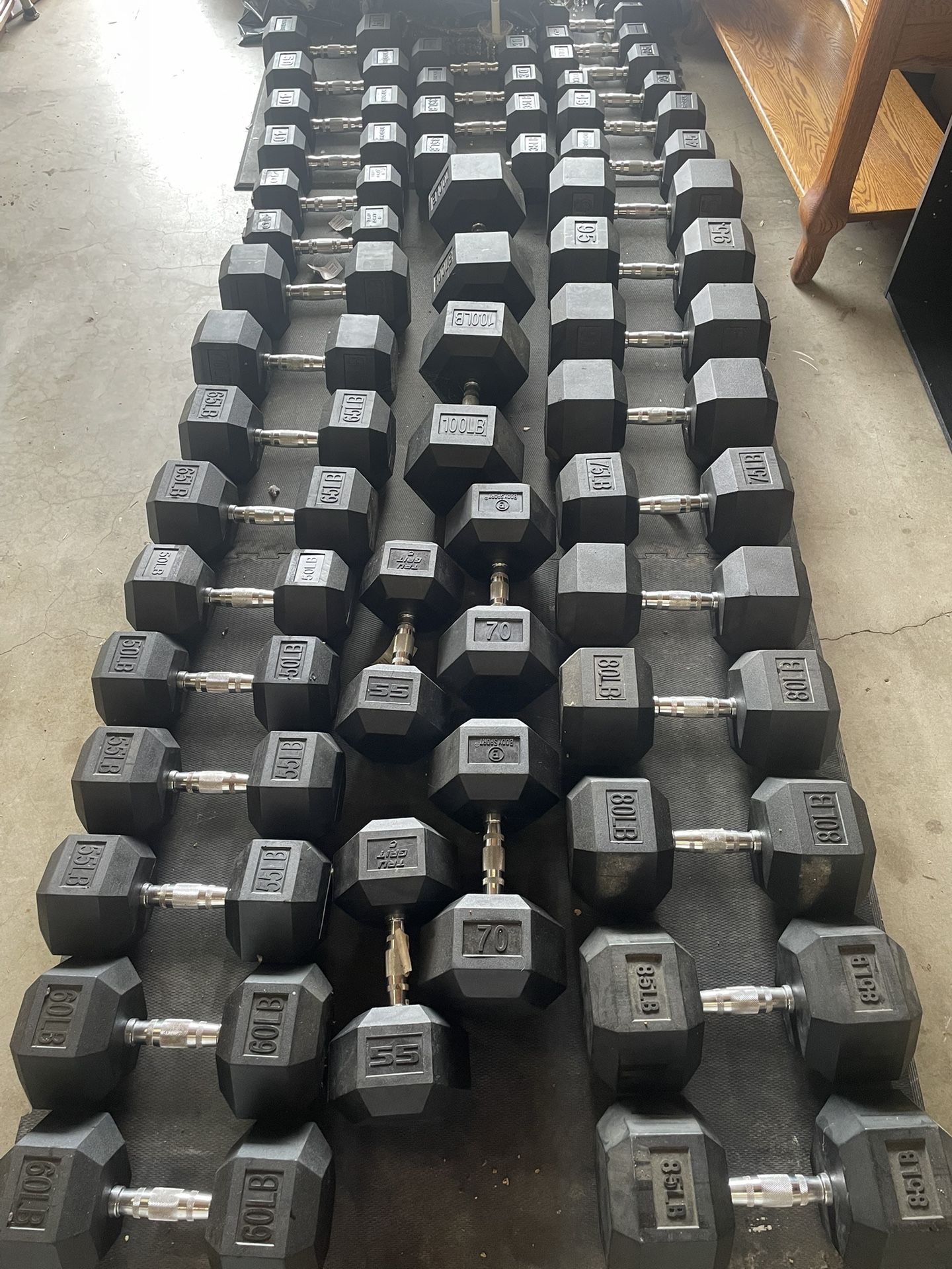 5-100 LBS Hex Dumbbells