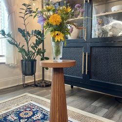 Modern Wood Accent Pedestal Side Table