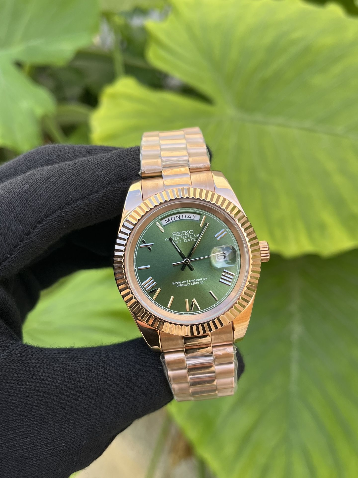 Seiko Mod Day Date Automatic Movement Rose Gold