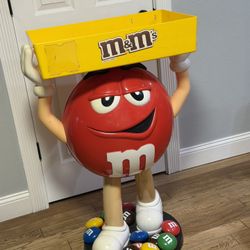 M&M Red Character Candy Store Display with Storage Tray N Wheels  