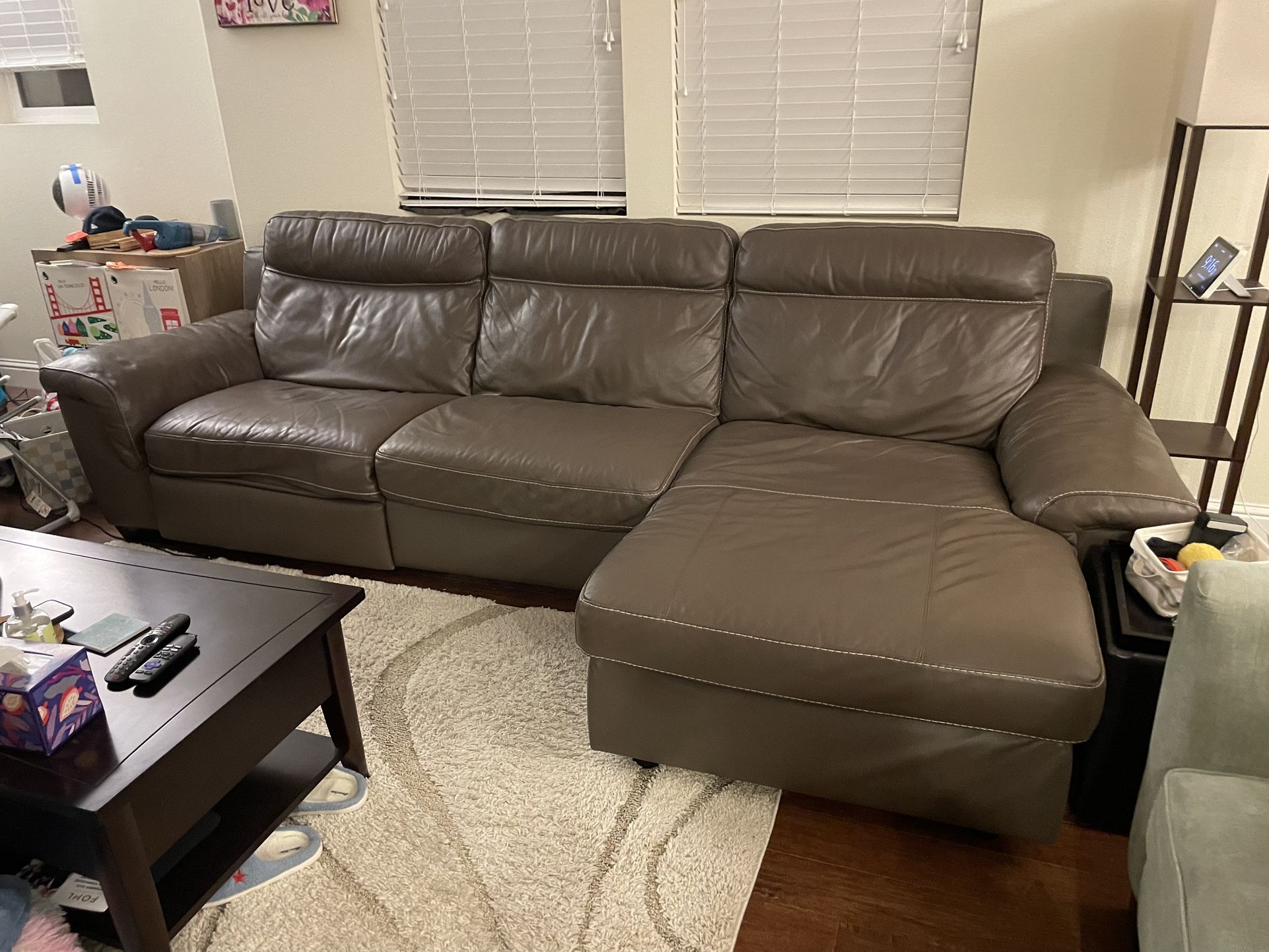 Macys Leather Sectional Recliner And Chase Sofa For Sale