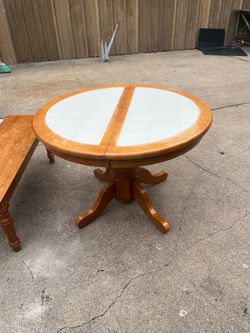 Solid table with bench