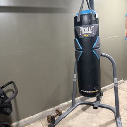 Power Shot Heavy Bag And Stand + 2 30lb Dumb Bells 