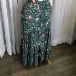 Boho Print Mermaid Slit Skirt  Size M