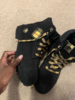 Black Suede Timberland Boots – Size 7 – Yellow Laces – Rare Drop 