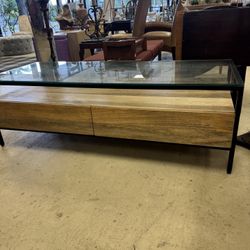 Beautiful Glass & Wood Coffee Table 