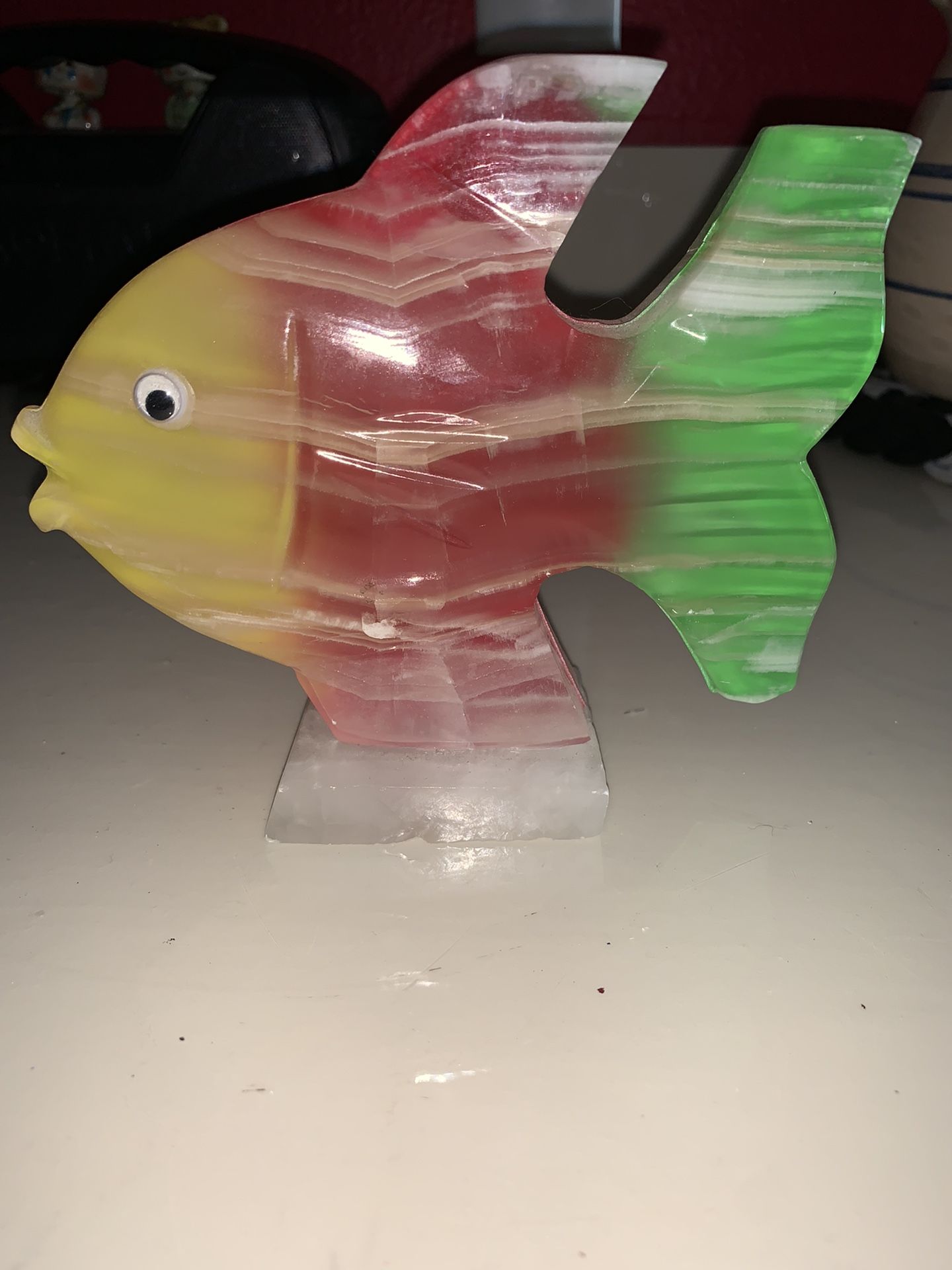“stone” Fish Paperweight Red Yellow Green