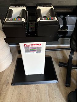 Power block adjustable dumbbells & Rack new condition .View the comment below.