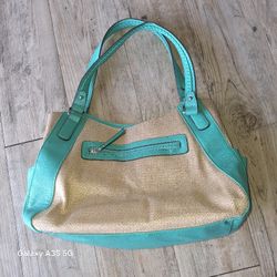 Teal & Tan Woven Purse/Shoulder Bag