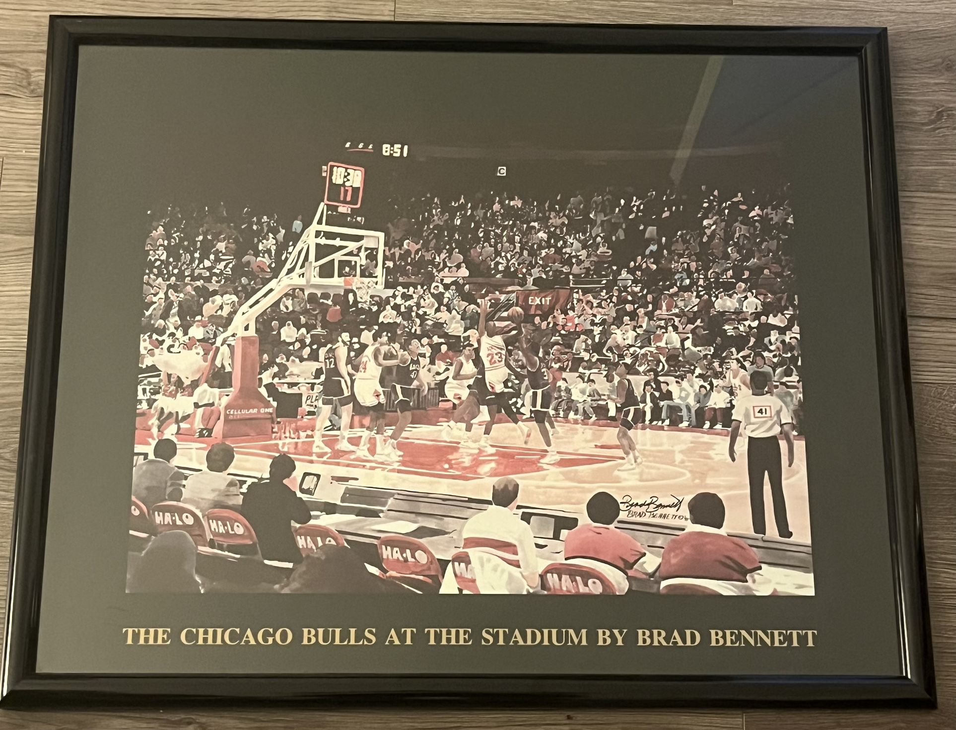 Chicago Bulls At The Stadium 1991 Signed Brad Bennett Michael Jordan Framed Poster