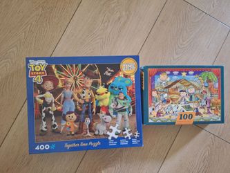 Like new puzzles toy story 4 and Peanuts Christmas
