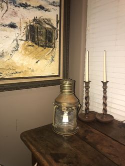 Lamp vintage Anchor brass and copper antique nautical light