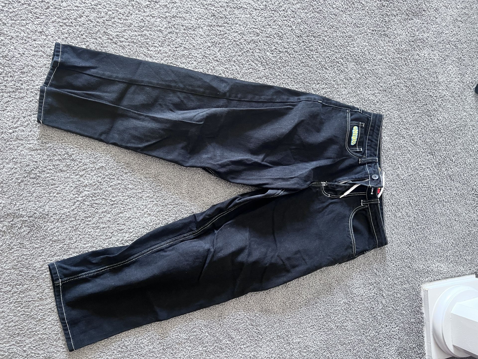 Empyre Ultra Loose Fit Embroidered Black Skate Jeans