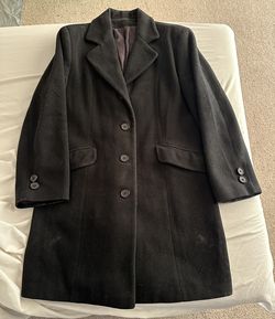 Women's 100% Wool True Black Peacoat Coat Jacket Notched Collar Similar to Large L