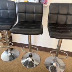Leather Black Bar Stools 