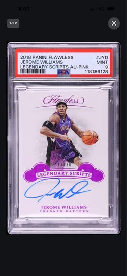 2018-19 Panini Flawless Jerome Williams Legendary Scripts Auto Pink /20 PSA 9 Mint Raptors