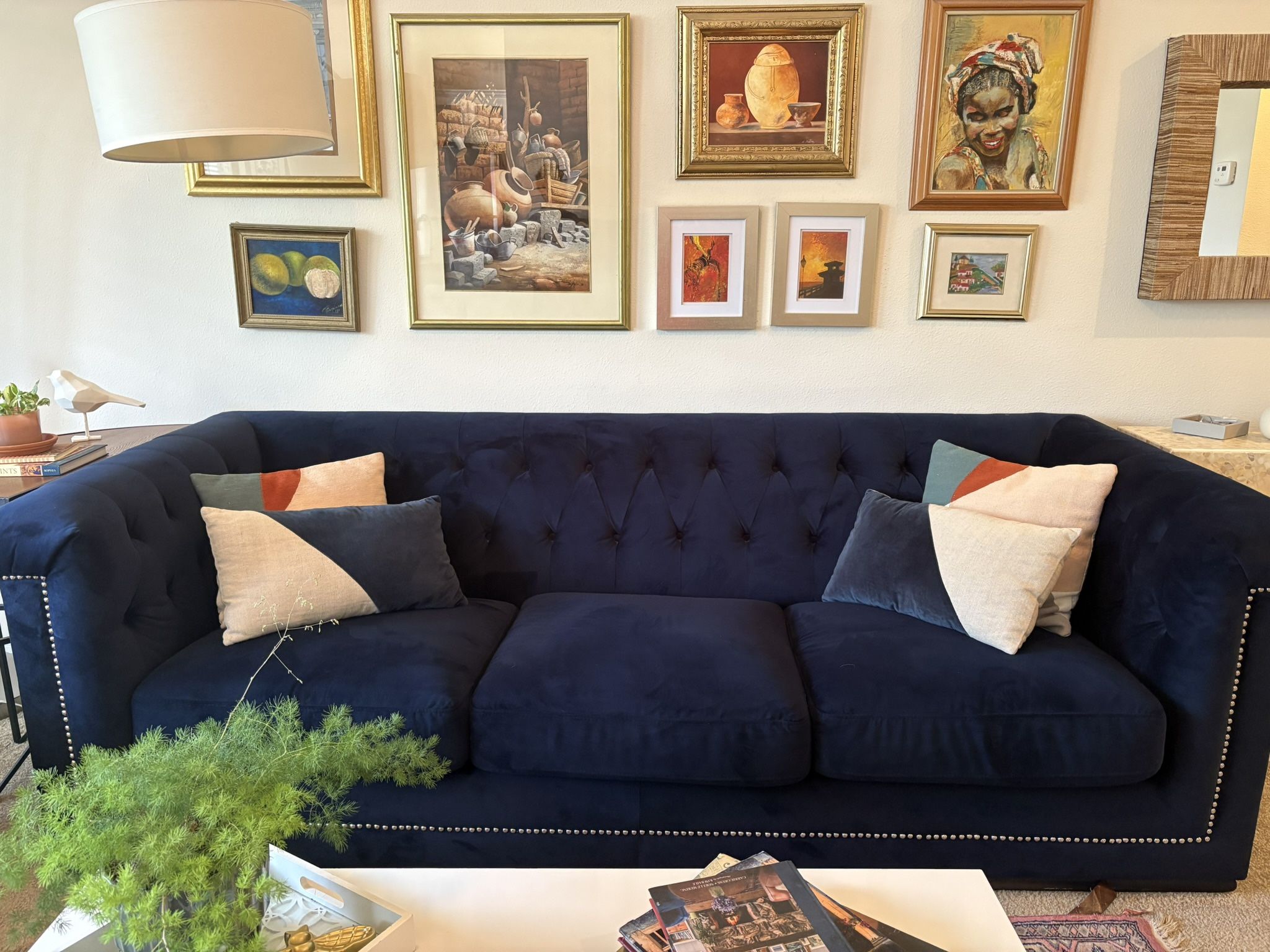 Blue Velvet Sofa MOVING SALE