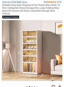 Foldable Shoe Rack Organize 6 Tier Plastic Shoe Shelf