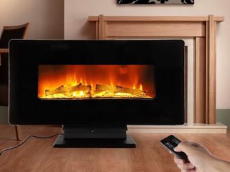 36 inch Electric Fireplace, Wall Mounted, 1400W, Dual Modes, Adjustable Heat, Remote Control with Timer! Retails $264.99 36x17.5in