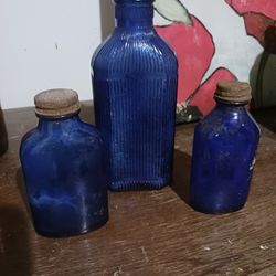 Vintage Cobalt Blue Bottles