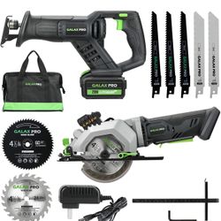 GALAX PRO Circular Saw and Reciprocating Saw Combo Kit with 1pcs 4.0Ah Lithium Battery and One Charger, 7 Saw Blades and Tool Bag Brand New just missi