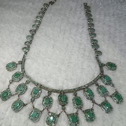 ZAMBIAN EMERALD NECKLACE WITH MATCHING EARRINGS 
