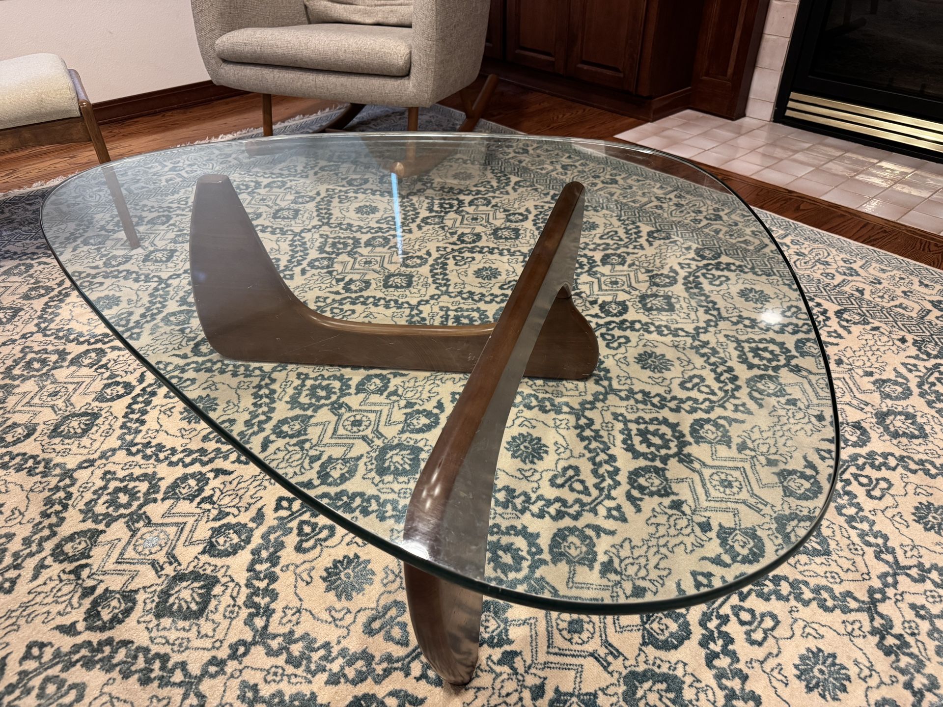 Noguchi Style Glass Coffee Table