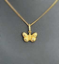 Jewelry 18k hollow yellow gold butterfly 🦋 Pendant charm