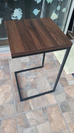 Side c table with walnut finish end table metal frame