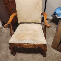 Victorian early 1900s carved wood upholstered chair needs upholstery

Good sturdy chair. Obviously needs reupholstering 