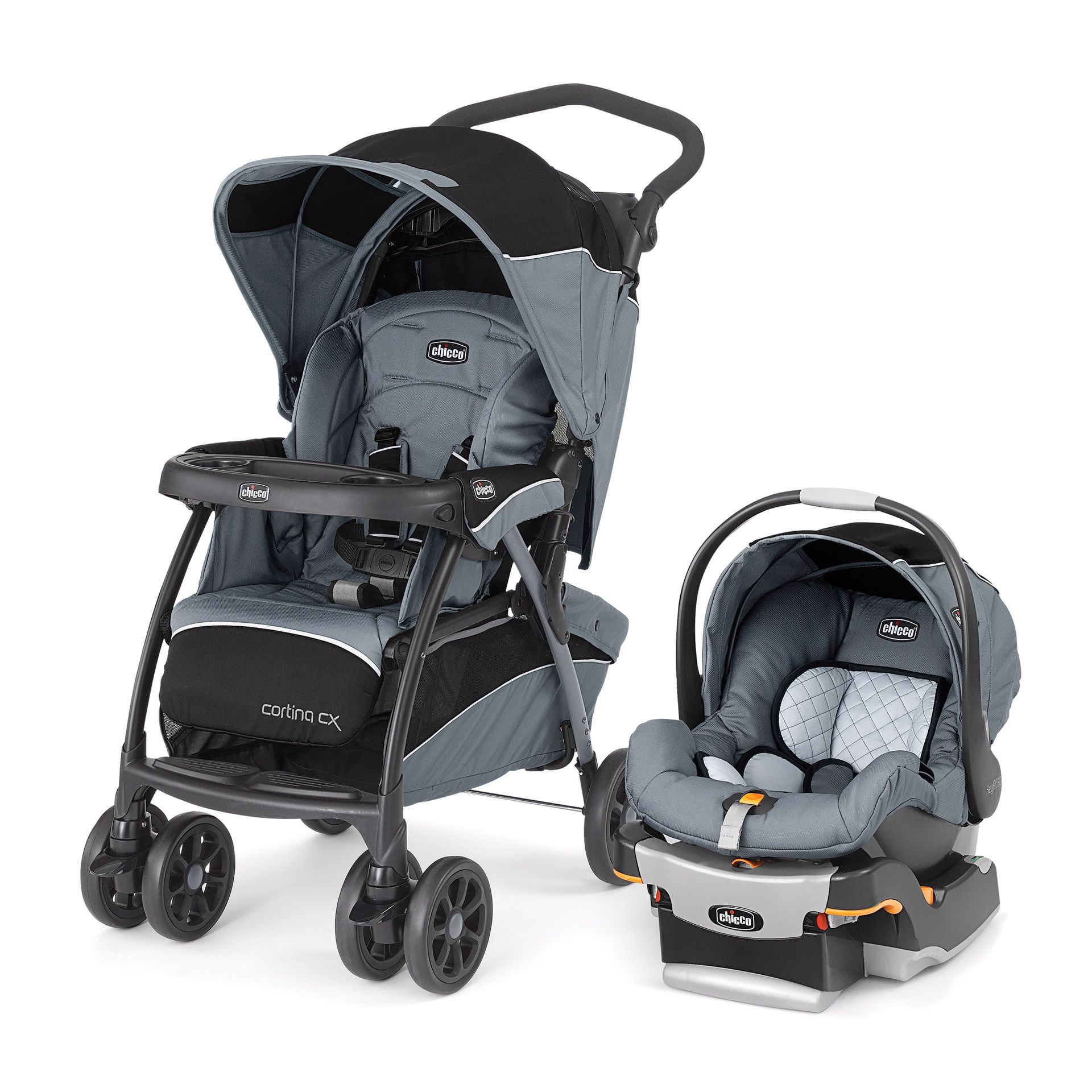 Chicco Cortina CX Travel System Stroller, Iron With car seat