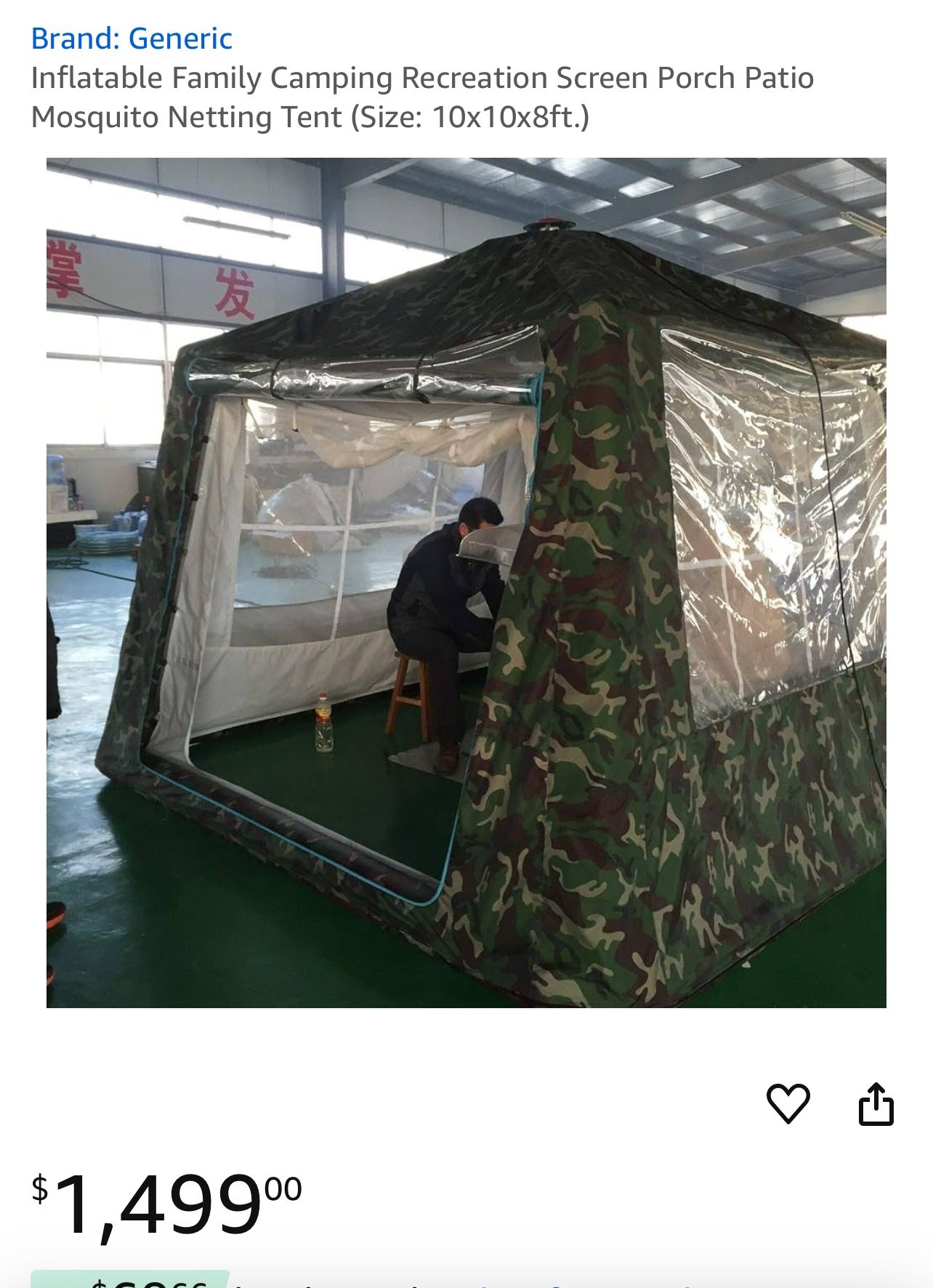 Inflatable Family Camping Recreation Screen Porch Patio Mosquito Netting Tent (Size: 10x10x8ft.)