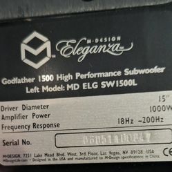 M-DESIGN ELEGANZA GODFATHER 1500 HIGH PERFORMANCE SUBWOOFER