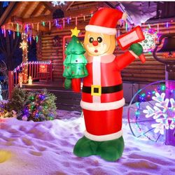 New In Box! 6Ft Christmas Inflatables Outdoor Decorations, Christmas Blow Up Santa Claus with LED Lights, Winter Outside Decor for Holiday Patio Garde