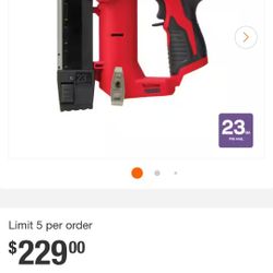 Milwaukee M12 12volt 23 Gauge Pin Nailer