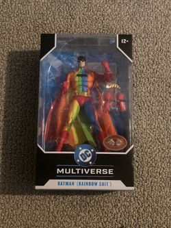 McFarlane Red Platinum Batman (Rainbow Suit) Brand New in Box