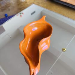 🍂 Hand-Painted Wooden Leaf Bowl – Bright Orange