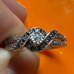  Sterling Silver 1/10th Ct Diamond Ring