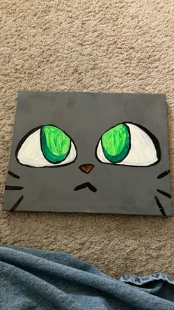 Hand-Painted Cat Face Canvas Art