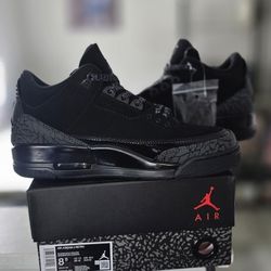 Air Jordan Retro 3 Black Cat Size 8.5-9.5.10
