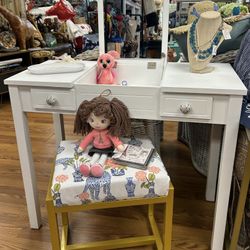 White vanity make up table