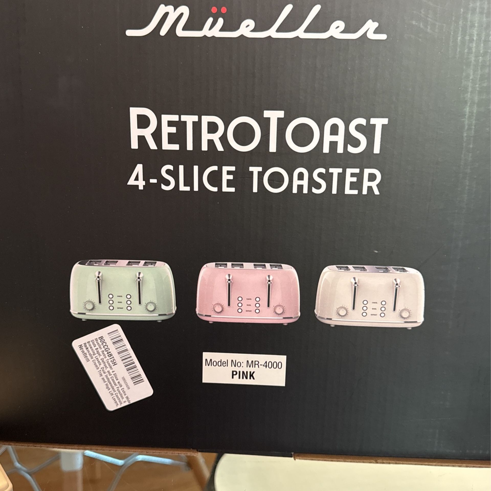 New On Package Pink Retro Toaster
