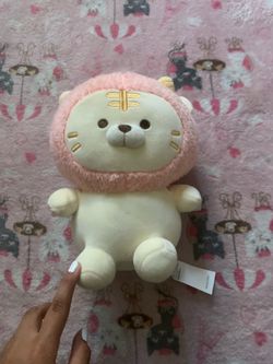 pink hood tiger plush