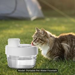 Portable Dog & Cat Water Fountain, 34oz Pet Water Dispenser, Odorless & Easy-Clean Drinking Fountain for Cats and Dogs
