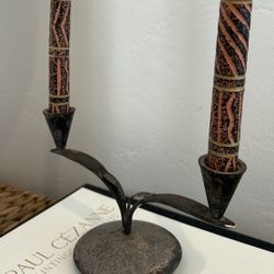 Mid Century Metal Candle Holder Taper Old Rustic Vintage Collectible Retro MCM Retro Table Decor Centerpiece 