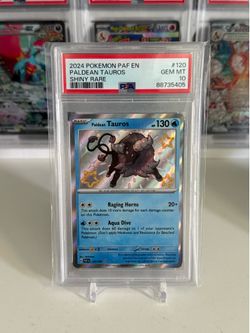 PSA 10 GEM MINT Paldean Tauros 120/091 Shiny Rare Paldean Fates PAF EN LOW POP!