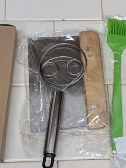 Danish Dough Whisk - Bread Whisk, Dutch Whisk for Dough, With Dough Scraper Bread Cutter, Bread Lame Dough Scoring Tool + 5 Blades and Case, Bread Mak