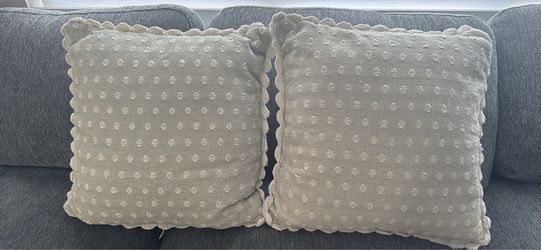 Set of 2 Cream & Light Gray Textured Throw Pillows
