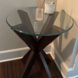 Glass top side table